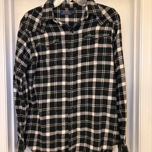 Polo Ralph Lauren Flannel Shirt Mens Medium Lumberjack Snap Up Long Sleeve
